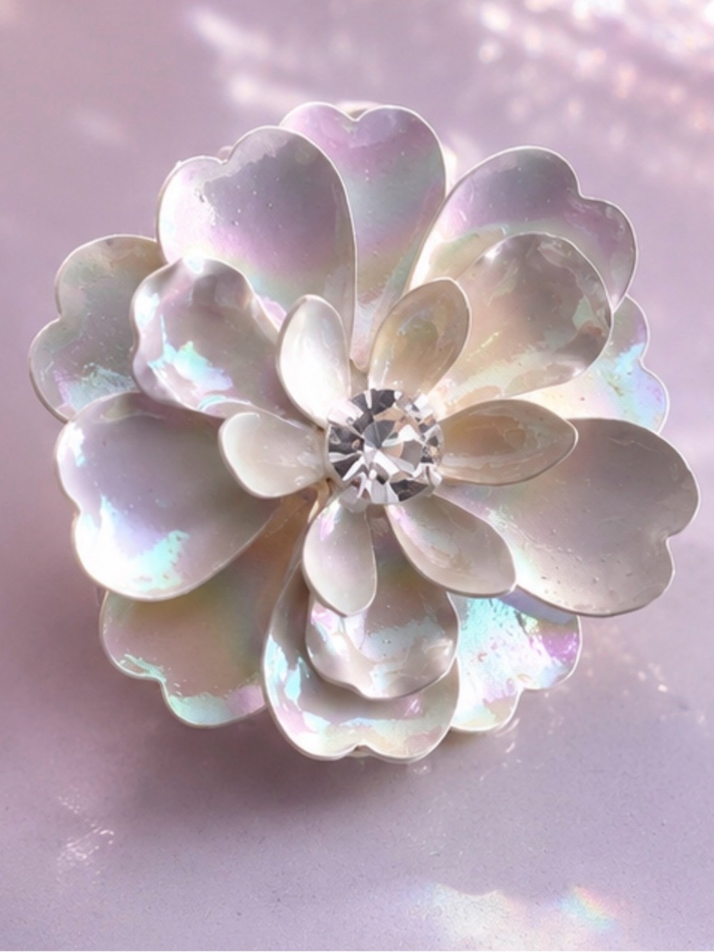 Iridescent White Floral Stud Earrings - Brand - Picture 2 of 5